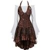 Hengzhifeng Corsetto Pelle Steampunk con Camicia e Gonne Tulle | Costume Pirata Donna Corsetto