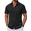 COOFANDY Camicia Uomo a Maniche Corte in Cotone Estiva Regular Fit Camicie Casual con Tasche