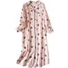 DSJJ Camicia da Notte Lunga Donna Cotone Bottoni Aperte Davanti Manica Lunga Pigiama Lunga Nightshirt
