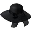 Miobo Cappello da Sole da Donna scanalatura in Paglia, Cappello Estivo con Fiocco, Cappello da Spiaggia, Cappello a Tesa Larga, Cappello floscio