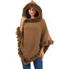 Rayson Poncho Donna Invernale Elegante Mantella in Maglia con Cappuccio Peloso Caldo Poncho con Morbido Coprispalle Pelliccia
