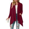 GRECERELLE Cardigan da donna, lungo, a maniche lunghe, leggero, con tasche, orlo asimmetrico morbido