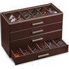 ProCase Scatola Organizer per Occhiali da Sole in pelle PU | Coperchio Superiore Trasparente, per Occhiali da Vista, Più Paia di Vetro, per Uomini e Donne