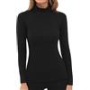 Lancry Top termico da donna, foderato in pile, alto collo alto, biancheria intima termica da donna, a maniche lunghe, top a collo alto nero