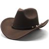 NSXDCVKBJ NOAMED Fengyan Cappelli Cappello in Feltro da Cowboy Occidentale Cappello da Jazz in Lana Imitazione Autunno e Inverno con Bordo Arricciato