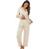 Xuepelit Pigiama Donna Seta Lungo Set con Bottoni a Maniche Lunghe Pigiami Due Pezzi con Revers Pigiama Invernale Pantalone Lunga Loungewear Camicia da Notte