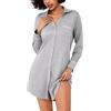 Bresdk Camicia da Notte Donna Cotone Maniche Lunghe con Bottoni | Collo a Revers, Taschino E Profili. Taglio Ampio con Piega Sulla Schiena E Orlo Più Lungo Dietro