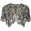 YASHANG Grouptap Scialle Nero di Scialle del Bolero dello Scialle del Gatsby degli Anni '20 dell'involucro del Capo per Le Donne Flapper Art Deco Costume del Vestito dell'Annata