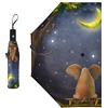 SEEKJOYS Elefante al chiaro di luna Ombrello da viaggio Divertente Elefante Ombrello Anti-UV Forte Compatto Elegante Auto Aprire/Chiudere Maniglia Portatile per Pioggia Uso Esterno
