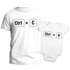 t-shirteria Tshirteria Coppia Maglietta e Body Neonato Intimo da Giorno 100% Cotone, Leggere e Traspiranti Stampa AntiScolorimento (Control C V)