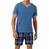 Bresdk Pigiama Corto da Uomo in Cotone Camicia a Maniche Corte Pigiama Estivo Top e Pantaloncini da Uomo