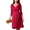 SISAY Abiti Eleganti Premaman Cerimonia Vintage Swing Vestito Incrociato Donna Manica 3/4 Scollo V Abito Portafoglio Curvy Autunno Gravidanza Abbigliamento maternità Vestiti Allattamento Wrap Dress