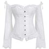 PANOZON Donna Elegante Underbust Corsetto Spalla Pizzo Manica Lunga Body Shapewear Halloween Christmas
