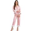 WJing Yi Jia Pigiami Piuma Per Le Donne di Raso Di Seta Pigiama Set Lungo Delle Donne 2pc Pj Set Damigella D'onore Sposa Pj Set Sposa Bottone Giù Pigiami Da Sposa Pigiama Da S