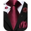 Hi-Tie Cravatta da uomo in seta e gemelli quadrati da taschino set spilla jacquard cravatta da matrimonio aziendale per formale
