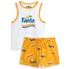 Coca-Cola Pigiama Fanta da Donna Bianco e Arancione | Pigiama con Gilet e Pantaloncini Senza Maniche | Pigiama Comodo con Logo | Abbigliamento Relax per la casa