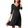 SISAY Abiti Eleganti Premaman Cerimonia Vintage Swing Vestito Incrociato Donna Manica 3/4 Scollo V Abito Portafoglio Curvy Autunno Gravidanza Abbigliamento maternità Vestiti Allattamento Wrap Dress
