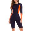 SISAY Costume Intero Sportivo Donna Piscina con Pantaloncino Rash Guard Un Pezzo Bikini Protezione Solare Costume da Bagno Maniche Lunghe con Cerniera Frontale Muta da Immersione Snorkeling Surf Kayak