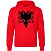 Settantallora Felpa Cappuccio Unisex Aquila Albania | Maglia Felpata con Cappuccio, Aquila Nera su Fondo Rosso, Comfort e Stile Casual