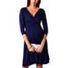 SISAY Abiti Eleganti Premaman Cerimonia Vintage Swing Vestito Incrociato Donna Manica 3/4 Scollo V Abito Portafoglio Curvy Autunno Gravidanza Abbigliamento maternità Vestiti Allattamento Wrap Dress