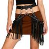 ITODA Gonna in pelle PU con nappe punk con frange gonna vintage punk in vita gonne rock gotico cosplay cintura per Halloween, rave, feste, discoteca, cosplay, nero