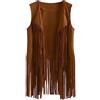 Yurosiay Gilet da Donna in Finta Pelle Scamosciata con Frange, Stile Etnico, Vintage, Senza Maniche, Lungo, da Motociclista, Rosso, S