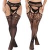 MANZI Donne Bretella Collant Plus Size Pizzo Fantasia Giarrettiera Calze Sexy A Rete Coscia Alta 2 Paia