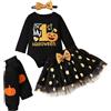 FUTERLY Costume Halloween Neonata, Il Mio Primo Vestito Halloween Neonata, Pagliaccetto Zucca Neonato+Gonna Tutu+Calze Lunghe+Fascia, Costume Halloweens Neonati