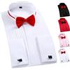 Okuyonic Camicia Elegante da Smoking, Camicia con Colletto a Punta d'ala Comoda Pieghettata per Lo Sposo per Il Matrimonio(Bianco, 38) Top