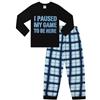 thepyjamafactory Ragazzi I Paused My Game to Be Here Black Blue Lungo Cotone Pigiama