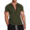Muscle Cmdr Camicia Uomo Manica Corta & Lunga, Camicie Henley Waffle T-Shirt Casua a Maniche Corta & Lunghe con Abbottonatura a 5 Bottoni, Maglietta Termica Short & Long Sleeve