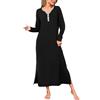 Bresdk Camicia da Notte Donna Manica Lunga Cotone con Bottoni Davanti Scollo a V Camicia da Notte Donna Invernale per Casa e Casuale S-XXL