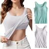 Jamron Donna 2 Pezzi Basic Canottiera con Reggiseno Imbottito Incorporato Canottiere Elasticizzate a Spalline Larghe