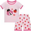 Langubaby Pigiama Ragazza Estivo Cotone Maniche Corte + Pantaloncini 2 Pezzi Biancheria da Notte per Bambina 1-12 Anni