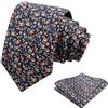 Alizeal Cravatta da uomo piccola floreale elegante classica per matrimoni sposo festa novità fiore cravatta e fazzoletto set