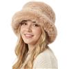 Michear Cappello da pescatore invernale da donna, oversize, pelliccia sintetica a pelo lungo, tesa larga modellabile, caldo ed elegante