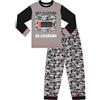 thepyjamafactory The PyjamaFactory - Pigiama da bambino con scritta Not Sleeping Just Recharging, da 9 a 16 anni, colore: grigio/rosso