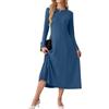 GRECERELLE Maxi abito da donna a maniche lunghe | Maxi abito a girocollo a trapezio, morbido al tatto, in maglia medio-elasticizzata, per uno stile quotidiano