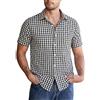 Halfword Uomo Camicia a Quadri Maniche Corte Cotone Gingham Popeline Tradizionale Oktoberfest Botton-Down Vichy Shirts