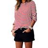 LYSINK Camicie da donna a righe a blocchi di colore Y2k Top casual con scollo rotondo estate autunno allentato uscire pullover streetwear