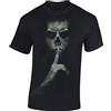 Baddery Maglietta con Teschio da Uomo - „Pssst" | Motivo teschio horror - Maglietta Gothic Biker Streetwear Halloween