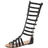 Generico Sandali gladiatore da donna alti al ginocchio stile romano fibbia multi-cinturino sandali casual romano retrò punta aperta stivali piatti in pelle sandalo per le donne ritagliato estate casual scarpe