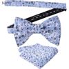 Alizeal Set da uomo con papillon e fazzoletto pre-annodato con stampa floreale, per eventi formali e casual, accessori per matrimoni e feste aziendali
