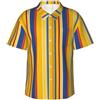 Mexpekil Camicie hawaiane da uomo a righe gialle blu camicia casual a maniche corte abbottonatura estate spiaggia vacanza camicia