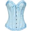 JozAdy Corsetto overbust da donna, in raso, con lacci, con stecche in vita, bustino modellante per taglie forti