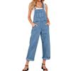 Kdtoll Salopette Jeans Donna, Pantaloni Lunghi in Denim Oversize con Spalline Regolabili e Tasche, Tinta Unita, Stile Casual per Tempo Libero e Lavoro