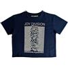 Rock Off officially licensed products Joy Division Crop Top T Shirt Unknown Pleasures Nuovo Ufficiale da Donna Denim