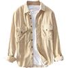 Duohropke Camicia da lavoro da uomo in velluto a coste con 2 tasche, in cotone, vestibilità normale, a maniche lunghe, da uomo, a maniche lunghe, per il tempo libero