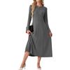 GRECERELLE Maxi abito da donna a maniche lunghe | Maxi abito a girocollo a trapezio, morbido al tatto, in maglia medio-elasticizzata, per uno stile quotidiano
