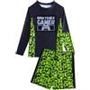 JiAmy Costume da bagno per ragazzi, 2 pezzi, protezione dai raggi UV, costume da bagno a maniche lunghe o corte, con costume da bagno con costume da bagno per 5-14 anni